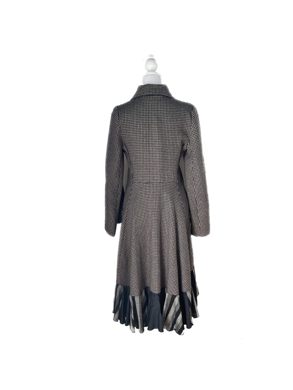 Avante Garde Designer Houndstooth Asymmetric Ruffle Hem Coat Lagenlook Gothic - Picture 2 of 14